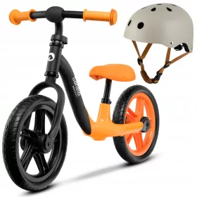    Lionelo Alex 12" Laufrad Schwarz, Orange + Kinderhelm für Rollerfahrrad Größe S 50-56cm ab 3 Jahren Lionelo Helm