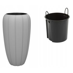    Lamela-Blumentopf, 78 cm x 40 x 78 cm, Durchmesser 40 cm, Kunststoff in den Farben Grau und Silber