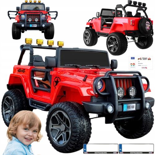  Auto Batteriebetriebenes Auto Monster Jeep WXE1688 4X4 24v Rot