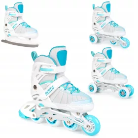    VERSTELLBARE SKATES 4in1 ROLLERSKATES SKATES MIT AUSTAUSCHBARER KUFE BESTIF 34-37
