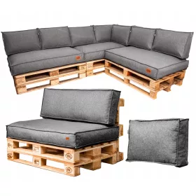    Garten Ecksofa 3er Set Auflagen mit Rückenlehne für Paletten für den Garten für 7 Personen