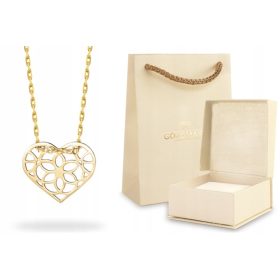    GOLDHALSKETTE MIT DURCHGEBRACHTER HERZKASTENKOSTENLOSE TASCHE 14KT 585