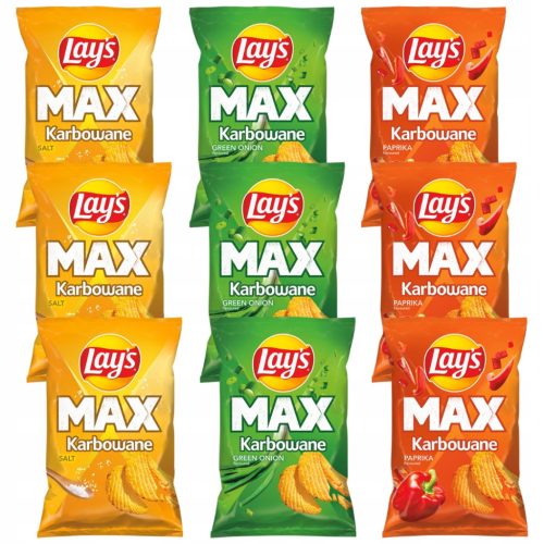 Lay's Max Chips-Sortiment: Paprika, Grüne Zwiebel & Gesalzen, 120g-Packungen