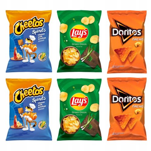 Przekąski Mix - Cheetos Spiralen, Doritos Nacho & Lay's Green Onion Chips