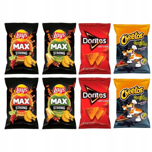 Vielfältiger Knabberspaß: Cheetos Crunchos, Doritos Hot Corn & Lay's Max Strong im Set