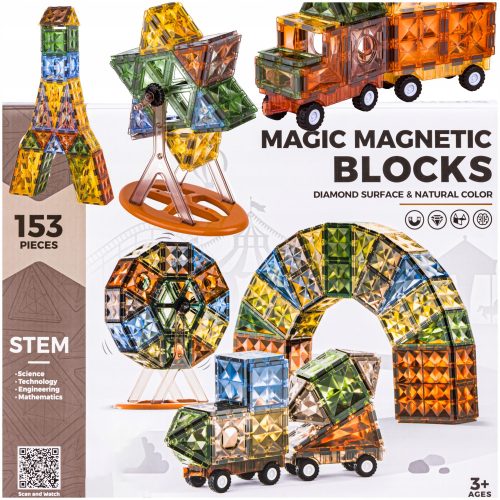  DK Magnetblöcke Magnetbausteine 153 Elemente Konstruktionsbausteine Fahrzeuge 3D-Figuren 153 Stk.
