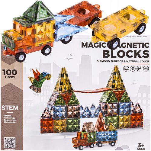  Magnetblöcke DK Magnetbausteine 100 Elemente Konstruktionsbausteine Fahrzeuge 3D-Figuren 100 Stk.