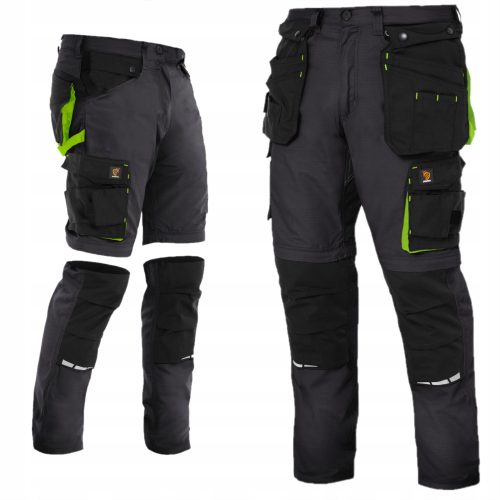 ARBEITSHOSE 2 IN 1 ZEUS KURZE SHORTS GRAU RIP STOP CARGOHOSE 52