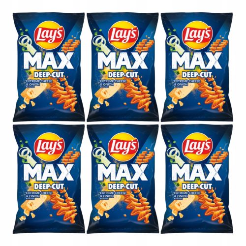 Lay's Max Deep-Cut Chips Käse-Zwiebel Geschmack 6x120g – Ideal für Snack-Liebhaber