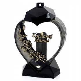    Eine elegante herzförmige Kerze mit einer Rose für Mama, Gold