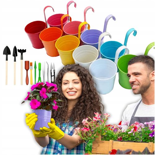  TOP-SHOP-PL Blumentopf 10 cm x 10 x 17 cm Durchmesser 10 cm mehrfarbiges Metall