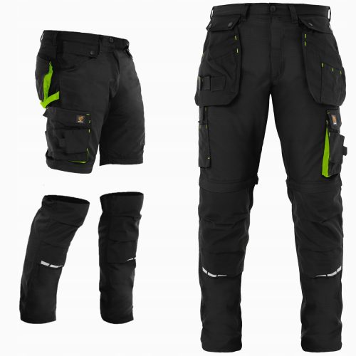 ARBEITSHOSE BIS ZUR HÜTTE 2IN1 KURZE ZEUS SCHWARZ RIP STOP CARGOHOSE 52