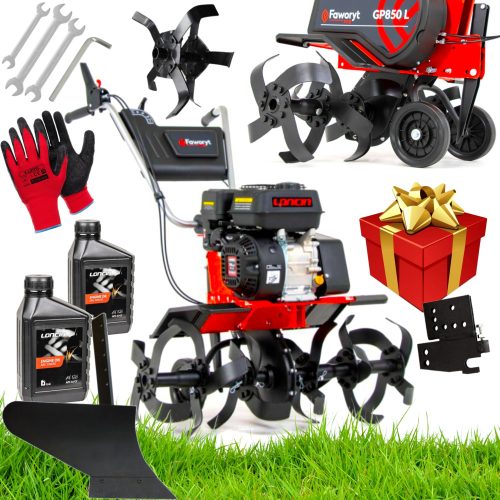  Favorit PRO Rototiller 86 cm 4100 W 9,5 PS + Pflug für die Wurzelfräse UNIVERSAL GLOBE TILLER MIT EINSTELLUNG STARKER GLOBSTAL