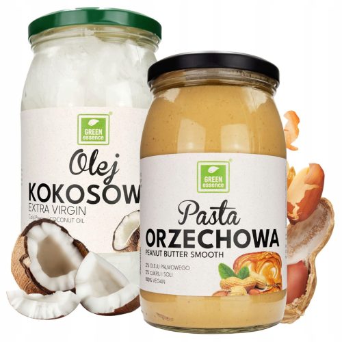 Set aus Extra Virgin Kokosöl + Zuckerfreie Erdnussbutter von Green Essence