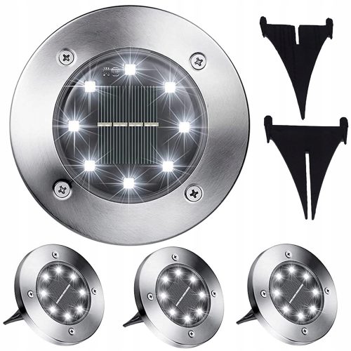  Steck-Solarlampe SOLAR GARTENLAMPE, BODEN, silber, 12,6 cm, 4 Stk.