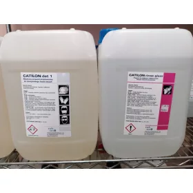   Professionelles Spülen und Polieren von Geschirr – Catilon-Spülglas 10 l + professionelle Flüssigkeit zum maschinellen Geschirrspülen Catilon det 1 10 l
