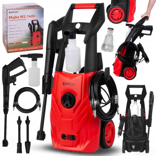 Maltec Hochdruckreiniger 120 bar 1400 W + VERSTELLBARE LANZE DER PISTOLE + TURBO-HOCHDRUCKREINIGER-KIT