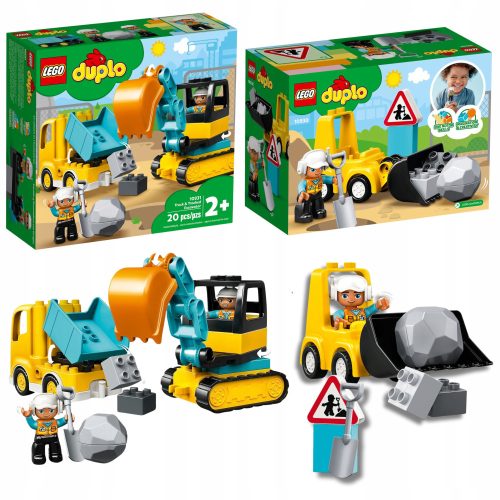  LEGO Duplo 10931 LKW- und Raupenbagger + LEGO Duplo 10930 Bulldozer