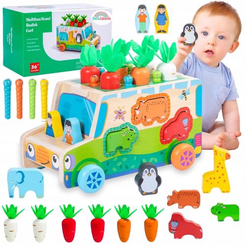 Montessori Blocksortierer Catch the Worm Auto KAROTTEN UND WÜRMER Puzzle