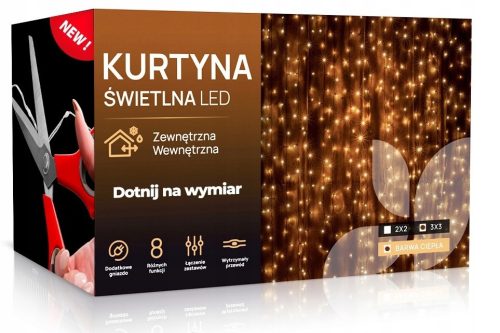  LED-LICHTVORHANG 3x3 Lichter x 300 Weihnachtsbaumgirlande für Fenster
