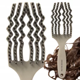    Haarbürste mit Naturschweinborsten, graubraun, glättet Taupe