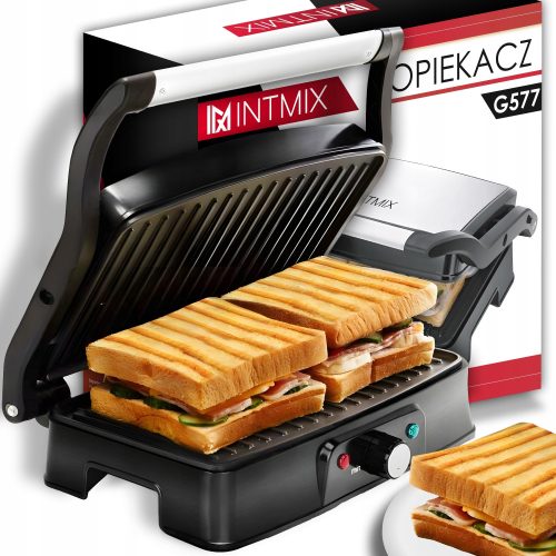  Kontakt, Panini, faltbar, traditioneller Elektrogrill INTMIX Grill Toaster Toaster 3in1 Elektro schwarz 2400 W