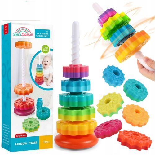  VERDREHTER PYRAMIDE MONTESSORI REGENBOGENTURM PÄDAGOGISCH DER GRÖSSTE XXL 41 CM