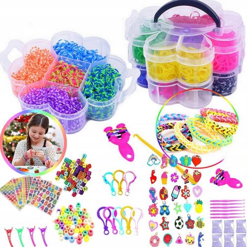 SET AUS GUMMI FÜR DIE HERSTELLUNG VON SCHMUCK-ARMBÄNDERN DIY XXL BUNTE EARLIERS