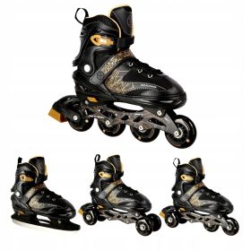    Verstellbare Rollschuhe 4in1 Inline-Skates Rollschuhe Schlittschuhe 35-38 + CGROT-Sportführer