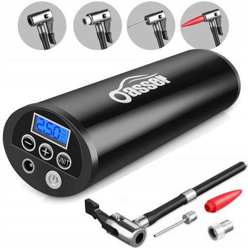  Elektrische Fahrradpumpe, Fahrradkompressor, 2000 mAh, LED LCD OASSER