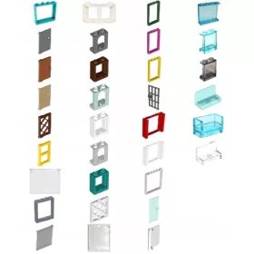    Lego-Mix aus Fenstern, Türen, Glas, Fensterläden 136 Teile (33 Steinarten) NEU
