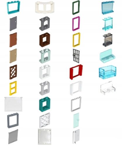  Lego-Mix aus Fenstern, Türen, Glas, Fensterläden 136 Teile (33 Steinarten) NEU