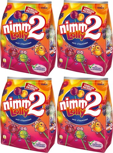 4er Pack Nimm2 Lollis 20 Stück 200g - Vitaminreiche Fruchtgeschmacksvariationen