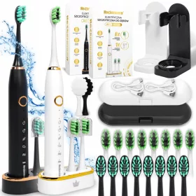    SET 2x SCHALLZAHNBÜRSTE ELEKTRISCHE INDUKTION + ZUBEHÖR IPX8