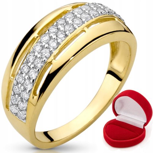  Breiter Goldring mit Zirkonen 333 R 23