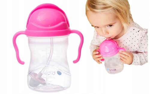  B.Box BB00511 Wasserflasche mit Strohhalm, 240 ml, rosa