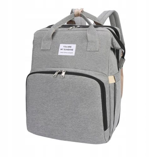  Großer multifunktionaler Rucksack/Muttertasche mit Schlaffunktion – grau