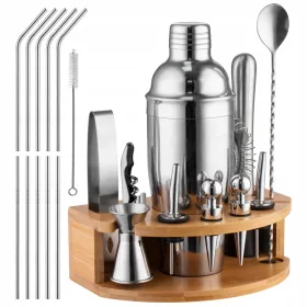   PROFESSIONELLES BARTENDER-SET FÜR GETRÄNKE, SHAKER, 23 ELEMENTE + GRATIS