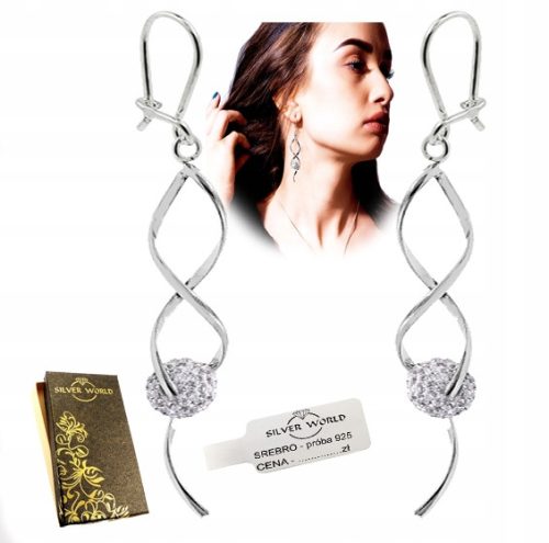  925 SILBER OHRRINGE LANGE HÄNGENDE KUGELN MIT SWAROVSKI ZIRKONIA SILBER + ETUI