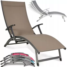  FOCUSGARDEN Liegestuhl, Metall, Beige und Braun