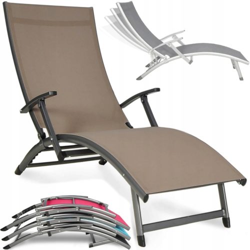 FOCUSGARDEN Liegestuhl, Metall, Beige und Braun