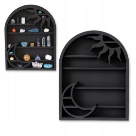    Schwarzes Standregal, GROßES Regal für Figuren, Schmuck, Mineralien, Hängezauber