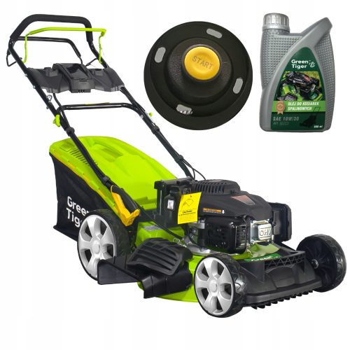  Green Tiger Benzin-Rasenmäher mit Korb, 139 cm³ Fassungsvermögen. Korb 62 l, Schnittbreite 46 cm