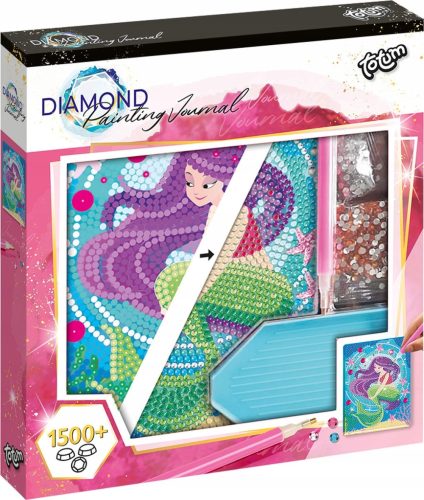  Totum Diary Diamant-Notizbuch mit Stickerei, Diamantmosaik für Kinder, Meerjungfrau
