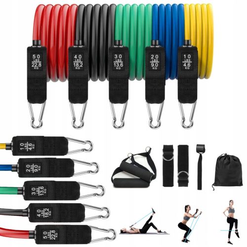  SET MIT 5 ÜBUNGSWIDERSTANDSBÄNDERN Multifunktionaler Fitness-Expander
