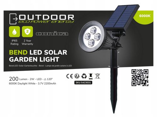  Eco Power Energy Einbau-Solarlampe, schwarz, 39,5 cm, 1 Stk.