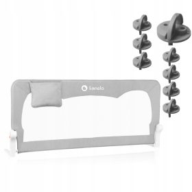    Schutzgeländer für Bett Lionelo Hanna 66 x 150 cm grau + Steckdosenkontaktschutz GRAU 8x Lionelo