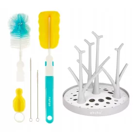    Abtropfgestell (Trockner) zum Waschen von Akuku-Flaschen 1 Stk. + Bürste zum Waschen von Akuku-Flaschen 5 Stk.