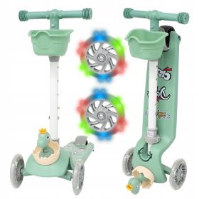    DREIRAD-ROLLER FÜR KINDER, AUSGEWUCHTET, BELEUCHTETE RÄDER, FALTBARER DINOSAURIER