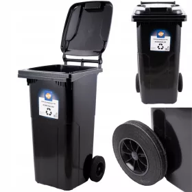   SCHWARZER MÜLLBEHÄLTER 120L ZUR TRENNUNG HOHER KOMMUNALMÜLLBEHÄLTER